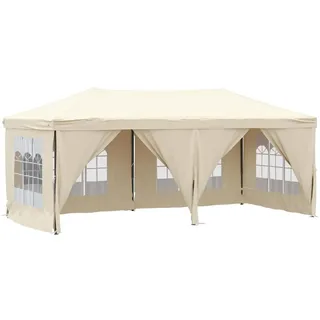 vidaXL Partyzelt Faltbar mit Seitenwänden Creme 3 x 6 m 