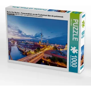 Calvendo Puzzle Berlin City Skyline – Panoramablick von der Fischerinsel über die pulsierende Hauptstadt. 1000 Teile Lege-Größe 64 x 48 cm Foto-Puzzle Bild von Falko Seidel