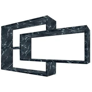 TRAUMMÖBEL Wandregal, Karo großes Hängeregal Marmor 104x20x59 cm modernes Schweberegal schwarz