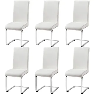 Yaheetech Esszimmerstühle 6er Set Schwingstuhl hohe Rückenlehne Weiß | Moderner Küchenstuhl, Ergonomisch, Freischwinger mit hoher Rückenlehne, Kunstleder, für Küche, Esstisch, 135 kg belastbar