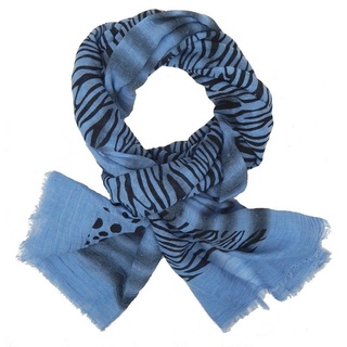 Ella Jonte Modeschal, schöner weicher Schal blau schwarz mit animal print Viskose blau