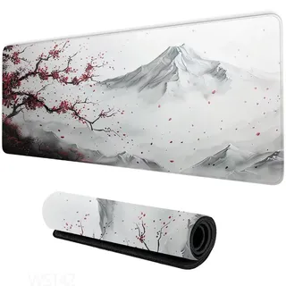 Mauspad XXL 1000x500x3mm, Gaming Mauspad Weiß Mauspad Groß, Schreibtischunterlage Berg Desk Mat, Verbessert Präzision und Geschwindigke, Wassxerdicht Anti-Rutsch, Gaming-Mauspads für Pc, Laptop WS-142