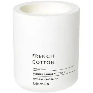 blomus -FRAGA- Duftkerze L aus Sojawachs, Lily White, hochwertiger Raumduft, charakteristische Beton-Optik, Duft FRENCH COTTON, 55 h Brenndauer, rußarm (H / B / T: 11 x 9 x 9 cm, Lily White, 65654)