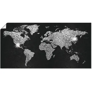 Wandbild ARTLAND "Weltkarte Glitzer", schwarz (farbe bild(er): schwarz), B:100cm H:50cm, Bilder, als Alubild, Leinwandbild, Poster in verschied. Größen