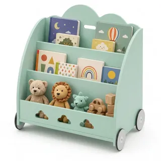 Coemo Kinderbücherregal Bookie 65 x 42 x 57 cm MDF lackiert Mintgrün/Weiß