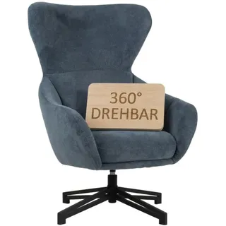 Mr. Deko Ohrensessel Marconia Polyester 74 x 109 x 80 cm Blau drehbar