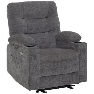 M MCombo Relaxsessel 7033 Chenille 88 x 110 x 83 cm Grau elektrisch mit Liegefunktion
