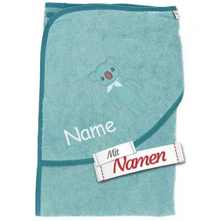 Sterntaler GOTS Badetuch 80x80 Koala Kalla, Blau Melange Uni, Bestickt