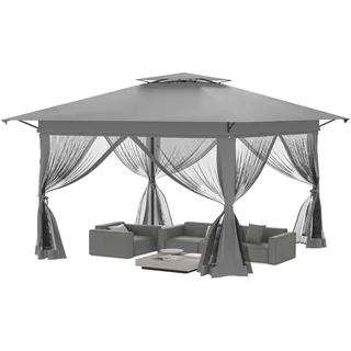 JOIEYOU Pavillon 3x3 Wasserdicht Stabil Winterfest Pop-Up Garten Faltpavillon mit 4 Seitenwänden, Alu Klappbar Partyzelt mit Überstand & Tragetasche für Camping & Outdoor(Silbergrau)