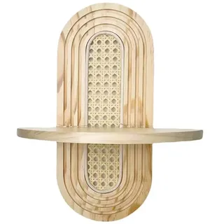 HCBUTAE Handgefertigtes Rattan Regal, Vintage Wandregal Im Rustikalen Stil, Pflanzenregal, Blumenregal, Wohnzimmer Wanddekoration Holzregal, Natürlich Und Kunstvoll