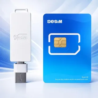 9ESIM V0 eSIM-Karte & Kartenleser-Kit für entsperrte Smartphones, 480KB Speicher - SIM zu eSIM Adapter, 15 Profile, Offline STK-Menü, Unbegrenzte Downloads, Vorgestanzt, Weltreise USA/Europa/Japan/CH