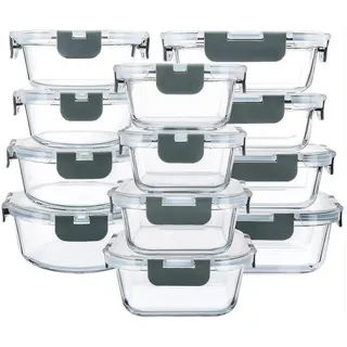 luxuskollektion Glas-Frischhaltedosen 24-teiliges Set - Behälter mit Deckel - Ofenfest