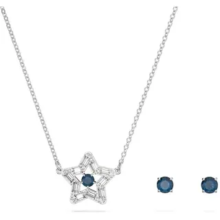 Swarovski Paar Ohrstecker Swarovski Set 5646762 Stella Set Stern, Blau, Rhodiniert (kein Set, 2-tlg., inkl. edelm Schmucketui) blau|silberfarben