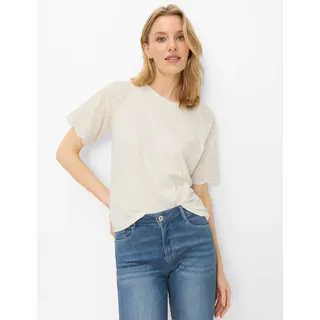 Brax Kurzarmshirt BRAX "Style CAELEN", Damen, Gr. 42, hellbeige, 100% Baumwolle, Rundhals, Shirts