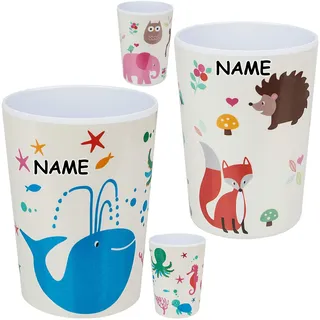 alles-meine.de GmbH Trinkbecher/Becher - Tiere/Fische & Waldtiere - inkl. Name - 350 ml - BPA frei - aus Melmin/Kunststoff - Tasse - Zahnputzbecher/Malbecher - Kinder Kun..