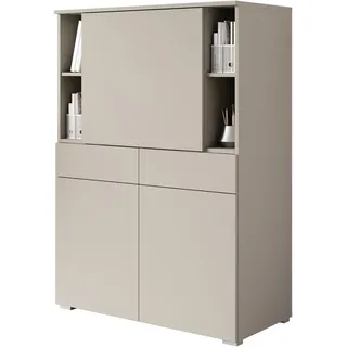 OTTO home Sekretär Paris, Moderner PC-Schrank mit klappbarer Arbeitsfläche (1 St), 2 Schubladen, Push-to-Open und verstellbare Einlegeböden, Breite 90 cm beige