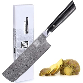 Zayiko Black Edition Nakiri Messer I 18,5cm Klinge I dunkler Damast I Pakkaholz