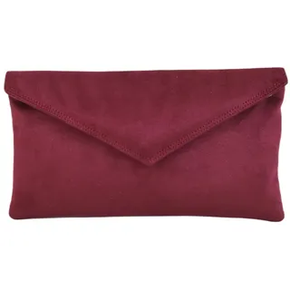 LONI Neat Umschlag Faux Wildleder Clutch Bag/Schultertasche in Bordeaux Rotwein - M