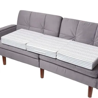 Homescapes Sofa-Auflage, grau gestreift, 10 cm Dickes Sitzkissen