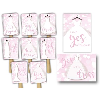 PureRejuva Hochzeitskleid Shopping Schilder Paddel (25 Stück) - Sagen Sie Ja zu den Kleid Requisiten - Ideal für Brautkleid Shopping Spaß mit Ihren Brautjungfern