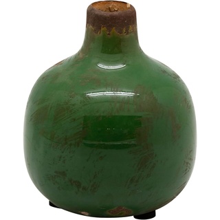 CHEHOMA - Vase für Pampasgras - Kleine Keramik-Vase für getrocknete Blumen - Moderne Dekovase mit schöner Farbgebung - Blumenvase für Regale oder als Tischdekoration auf dem Esstisch - Gres, 9cm, Grün