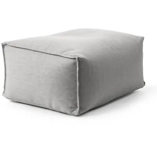 mokebo® Outdoor Pouf o. Hocker für Balkon & Garten 'Der Ruhestifter' Sitzhocker eckig, Bodenkissen, Sitzwürfel, Sitzpouf, Fußhocker & Beistelltisch mit EPS-Perlen Füllung in Lichtgrau