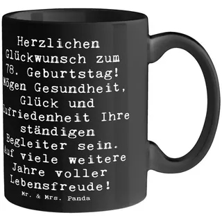 Mr. & Mrs. Panda Tasse Spruch 78. Geburtstag, Kaffeetasse, Schwarz, Teetasse, Glückwunsch, G, Keramik, Geschenk kreative Geschenkideen milchtasse schwarz