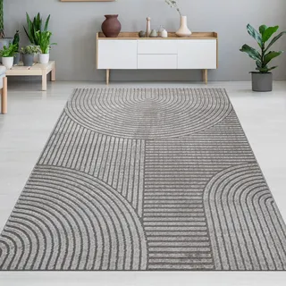 CARPETIA Wohnzimmer Teppich modern Panglao Design Kurzflor pflegeleicht Allergiker geeignet grau 200 x 290 cm