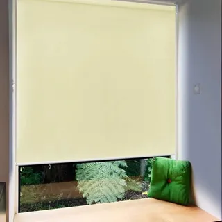 HENGMEI Außenrollo Senkrechtmarkise Balkon Rollo Außen Sonnenschutzrollo für Terrasse 140x140cm Beige