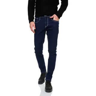 R-NEAL Slim-fit-Jeans Herren Jeanshose Cotton Stretch Business Streetwear Jeans Hose blau W30 / L32
