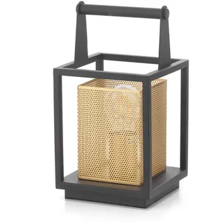 Nachttischleuchte, Schwarz, Gold, Metall, 15x29x15 cm, Lampen & Leuchten, Innenbeleuchtung, Tischlampen, Nachttischlampen