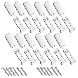 12 Stück Plissee Halterung Ersatzteile,Spannschuhe für Verspannte Plissees,Klemmträger Plissee,Klemmhalter,Weiß Klebehalterung,Befestigung Innenrahmen für Klebeträger und Stick,Fix Front Klebeplatten