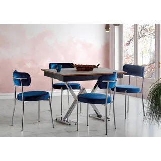 xlmoebel Esszimmer Set blau Garnitur Tisch, 4x Stühle), Design Modern Möbel Luxus Esstisch