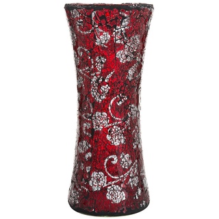 London Boutique Mosaik-Blumenvase, Dekoration, glitzernd, Zylinderform (Zylinder Rot)