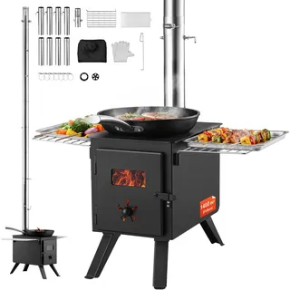 Vevor Zeltofen 394 x 608 x 425 mm Campingherde 365 x 250 x 255 mm Kammergröße Gartenofen Campingofen Werkstattofen Holzofeno outdoor kocher outdoor Küche für Camping Outdoor Heizung