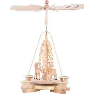 Richard Glässer GmbH Seiffen Erzgebirgische Volkskunst Richard Glässer GmbH Weihnachtspyramide Rehe geschnitzt, 28 cm, hoch, natur, original Erzgebirge, vo...