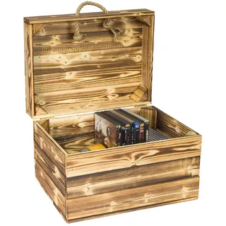 Kistenkolli Altes Land Holzkiste mit Deckel Erika geflammt Obstkiste Geschenkekiste Holztruhe 40x30x27 Holztruhe Schatztruhe Weinkiste Holzbox Truhe Holztruhe