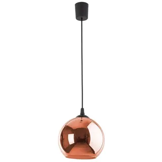 Licht-Erlebnisse Pendelleuchte ZAKARIYA, ohne Leuchtmittel, Glas E27 Ø 25 cm H: max. 100 cm in Schwarz Kupfer Kugel Schirm Modern orange|schwarz
