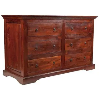 Holzkommode Kommode Sideboard 145cm Akazie Holz massiv dunkelbraun kolonial
