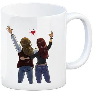 speecheese Tasse Freundinnen Kaffeebecher mit Spruch und Mädels-Motiv