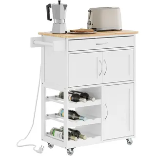 SoBuy Küchenwagen mit 1 Schublade Weiß 75x37x87cm Modern