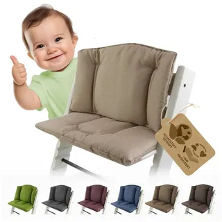 BambiniWelt by Rafael K. Hochstuhlauflage Ersatzbezug Bezug Sitzkissen kompatibel mit Stokke Tripp Trapp Mod.1, (Rücken- und Sitzkissen) beige