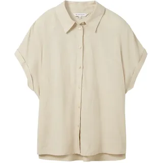 Tom Tailor Damen Loose Fit Bluse mit Leinen, braun, Uni, Gr. 36