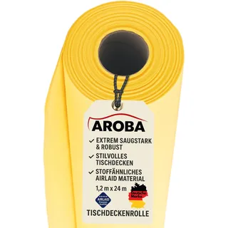 AROBA 2X Airlaid Papiertischdecken Rolle 1,2 x 24 m - Einweg Tischtuch - Stoffähnliche Premium Tischdekoration - Robust & Hoch saugfähig - Für Catering, Events, Hochzeit, Hotel & Party - Gelb