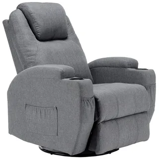 Thanaddo Massagesessel 360° drehbar Stoff 92 x 109 x 92 cm Grau mit Liegefunktion