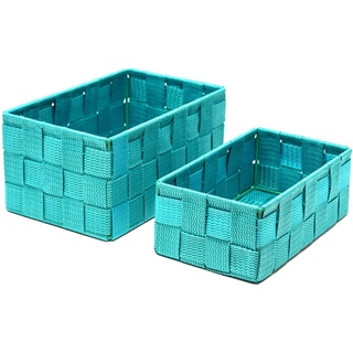 Lashuma Aufbewahrungskorb türkis (Set, 2 St., 2er Set), 1x Badkorb 19x10x7 cm, 1x Aufbewahrungsbox 20x13x10 cm blau