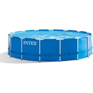 Intex Metal Frame Pool Set - Aufstellpool, Blau,  Ø457 X 122 - Zubehör Enthalten