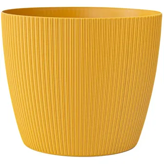 KONZEPT Blumentopf groß, gerillte Struktur 26/30cm, Übertöpfe für Zimmerpflanzen, aus Kunststoff ideal für Wohnzimmer, Küche und Balkon gelb Ø 30 cm