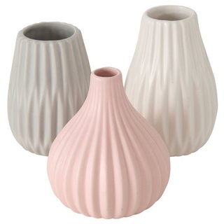 BOLTZE Dekovase Blumenvase aus Keramik im 3er Set Mattes Design - Grau Rosa Weiß