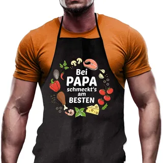 Shirtoo Kochschürze Bei Papa schmeckts am Besten - Lustiges Geschenk für Männer und Hobbyköche zum Geburtstag oder zu Weihnachten